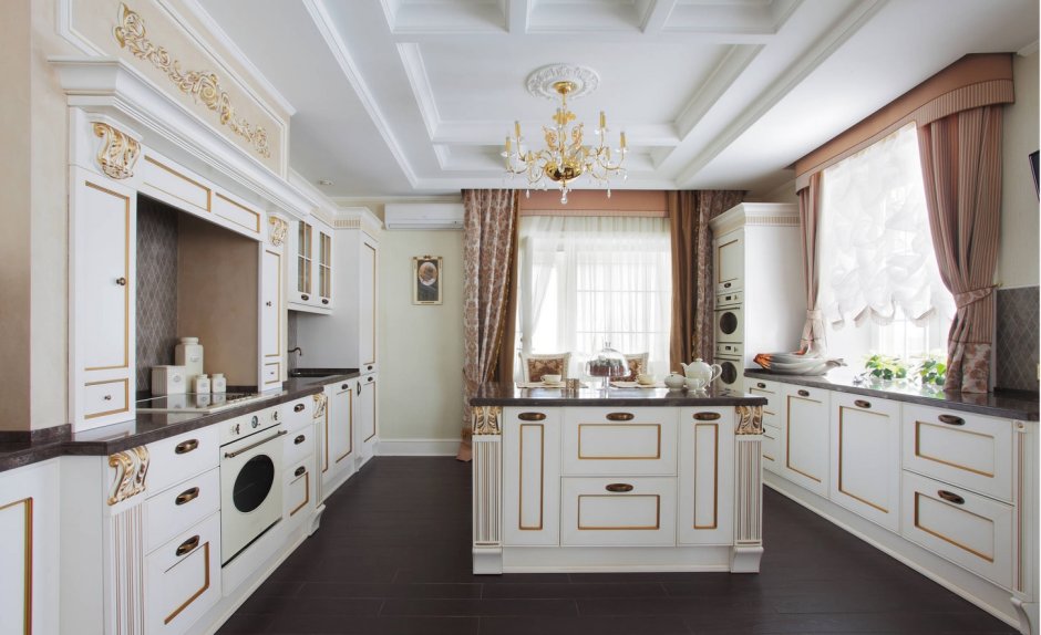 Классическая кухня в потолок