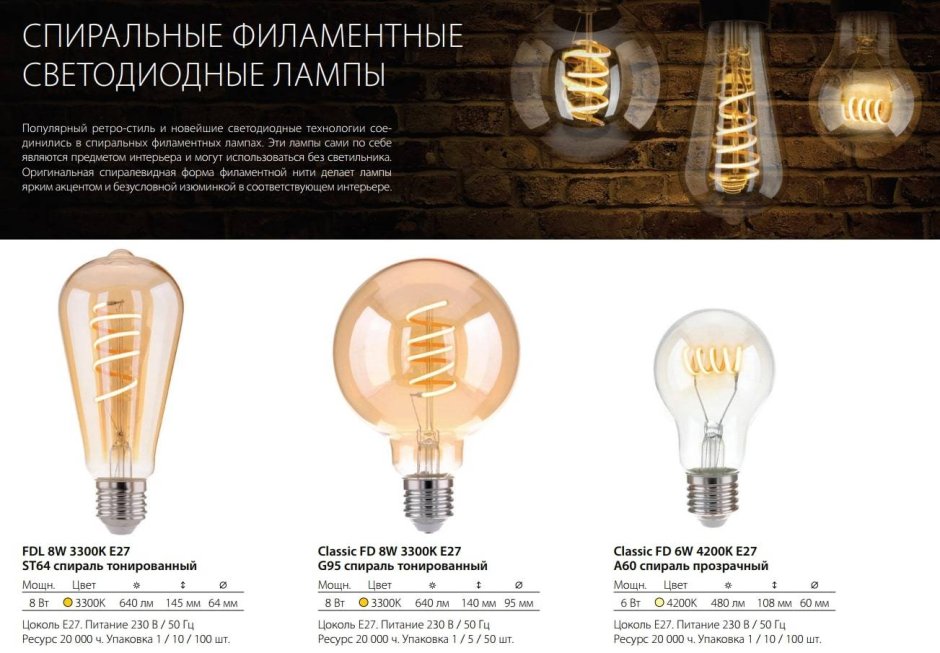 Лампа светодиодная Classic FD 6w 3300k e27 st64 тонированный