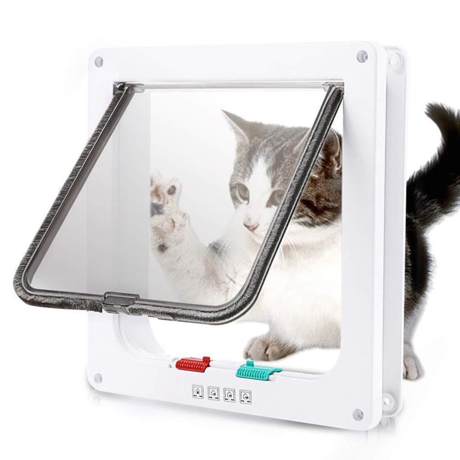 Дверца для кошки Trixie "4-way", с туннелем, 20x22 см, цвет: серый