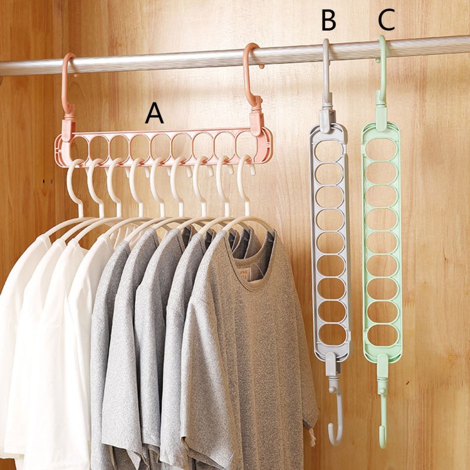 9holes clothes Hanger Plastic Storage Rack Wardrobe Clothing Organizer Coat Hook dropship