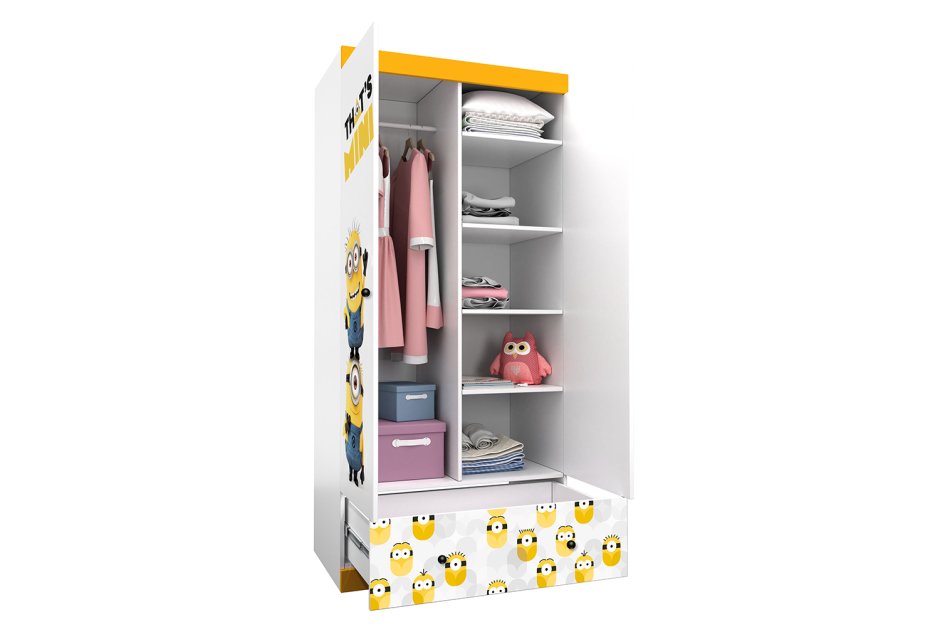 Шкаф Polini Kids двухсекционный fun 890 белый