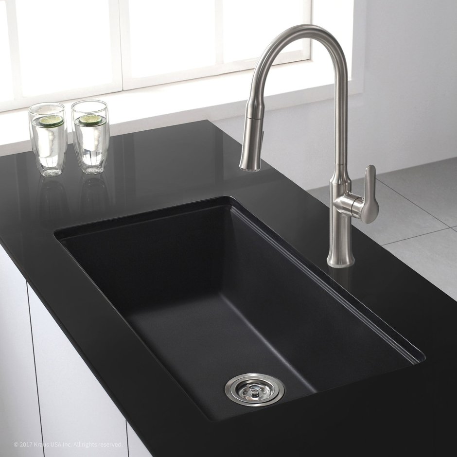 Omoikiri Bosen 80-2-BL, мойка интегрированная в столешницу, гранит, черный