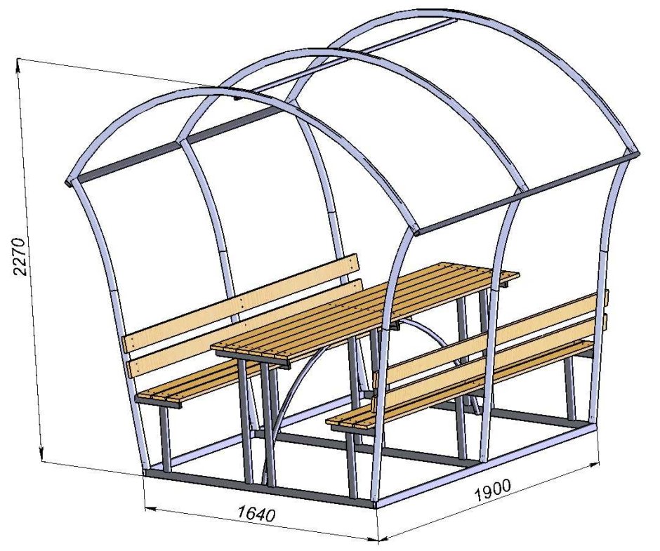 Беседка Садовая металлическая 286x268x249 см с крышей из поликарбоната
