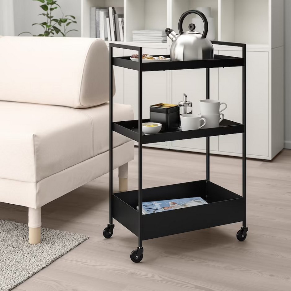 NISSAFORS Ниссафорс тележка, черный50.5x30x83 см
