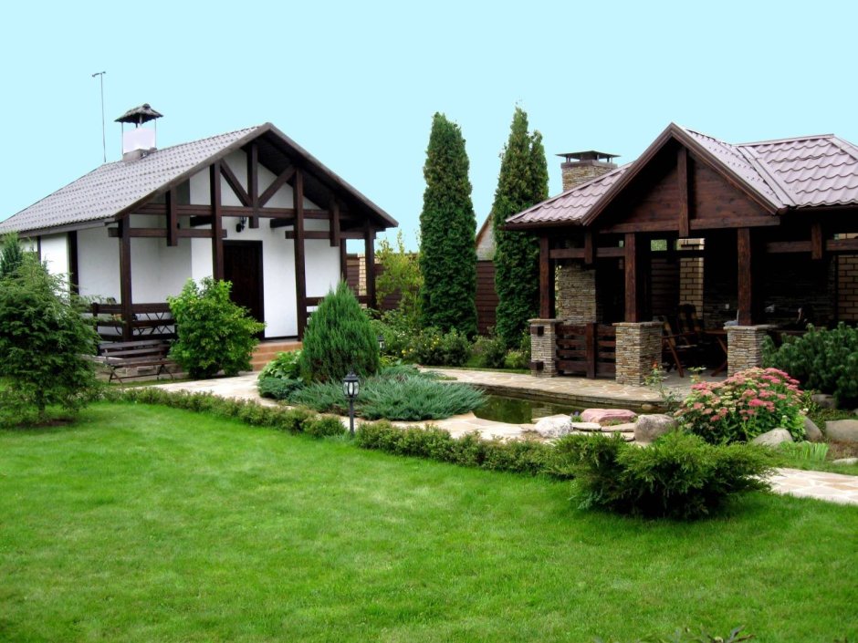 Ландшафт дачного участка с баней