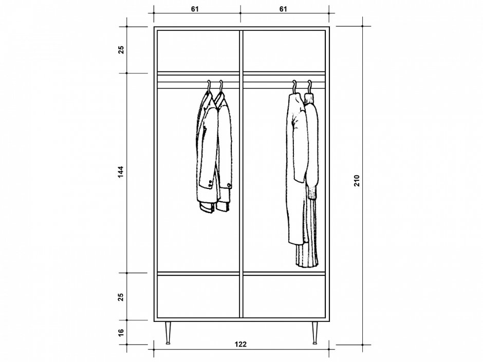 Платяной шкаф Гранада 60x206x38