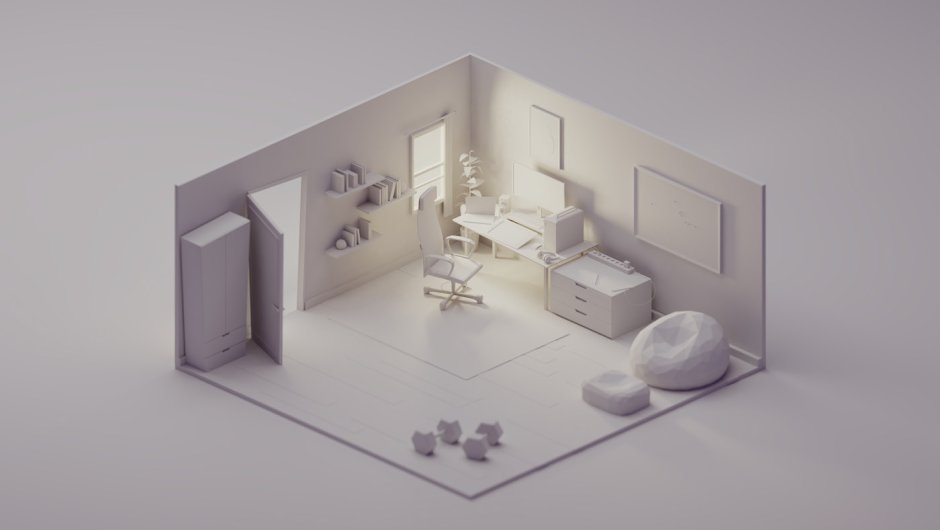 Low Poly комната Blender