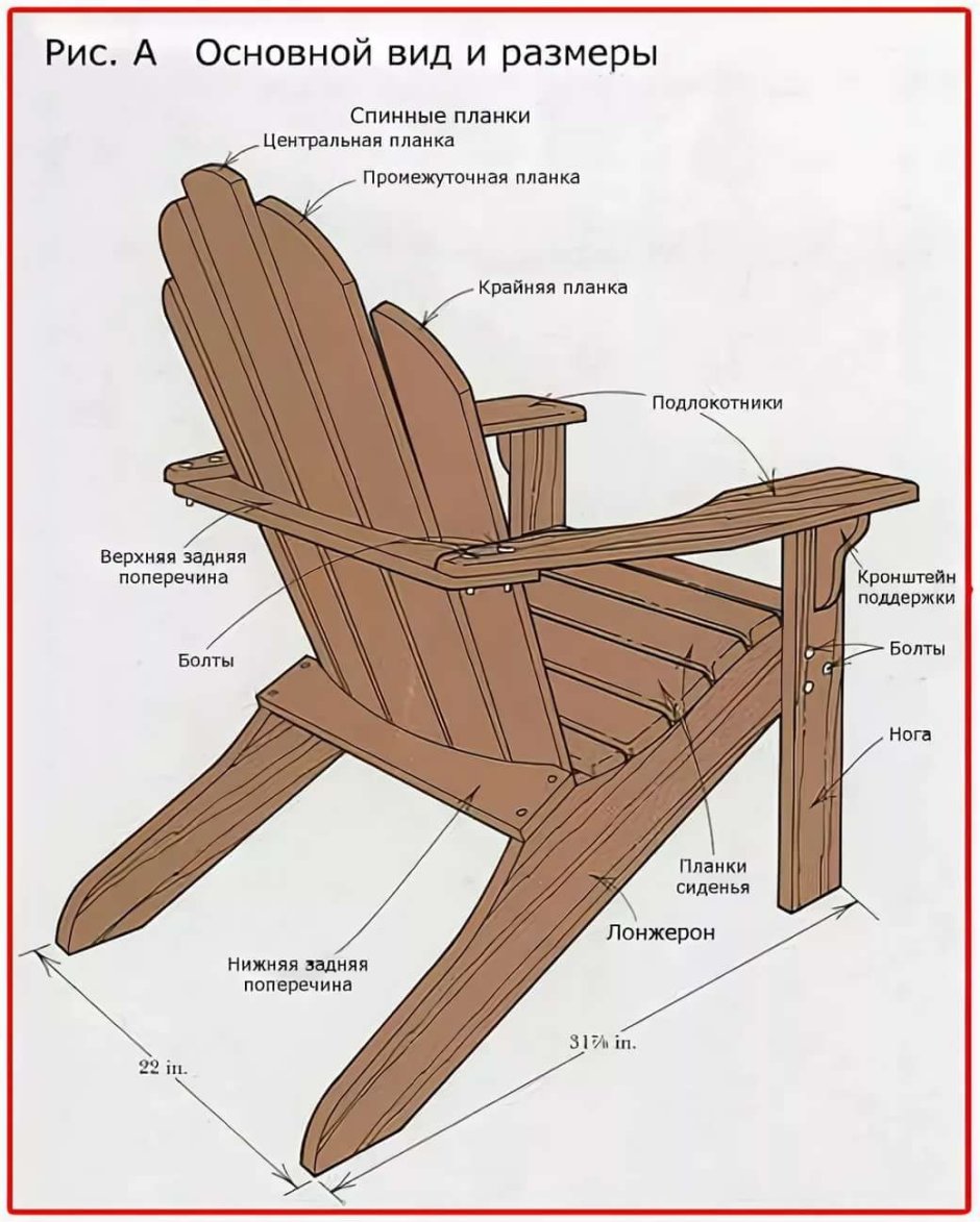 Деревянное кресло Адирондак чертежи
