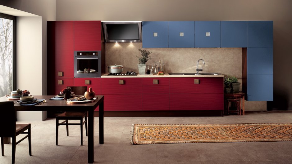 Кухни Scavolini красное дерево