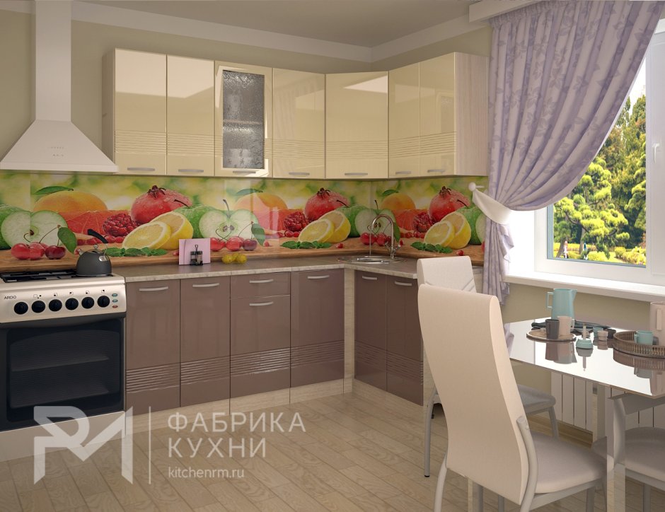 Кухня волна ваниль капучино