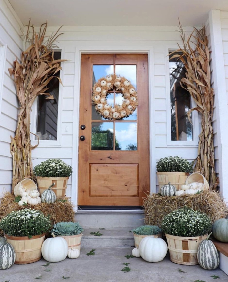 Декор двери осень с сеном