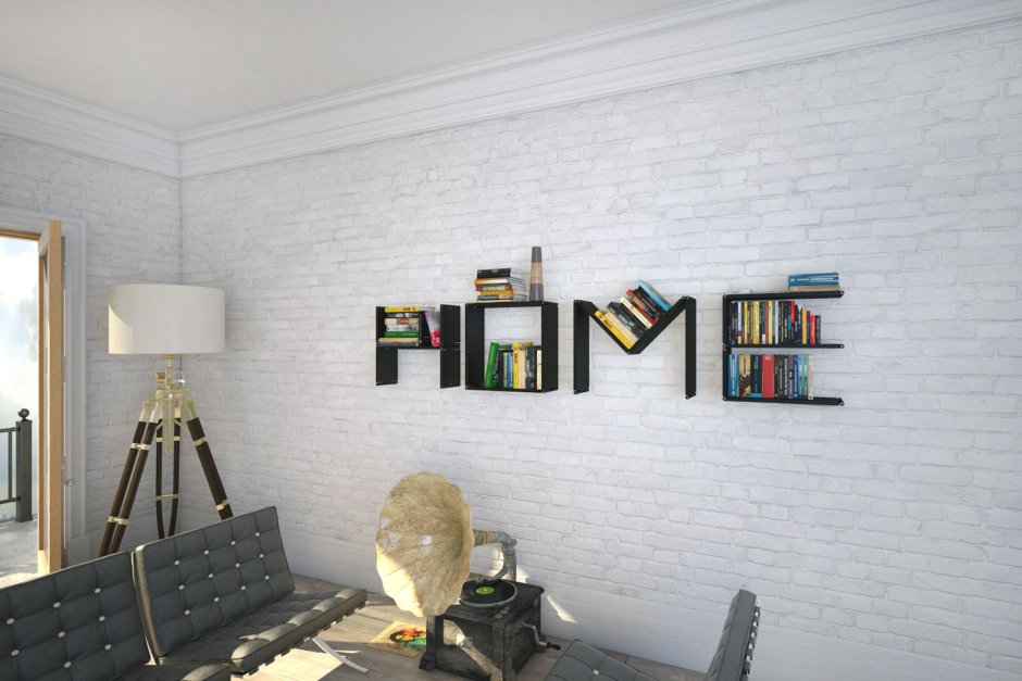 Полки в виде надписи