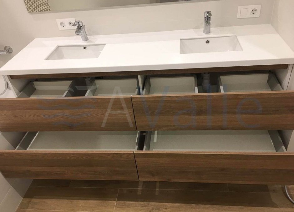 Cezares moderno vague 140 две тумбы с двойной раковиной, цвет Rovere Tabacco