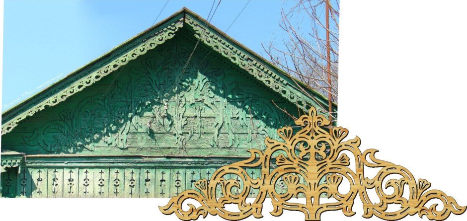 Резной фронтон крыши