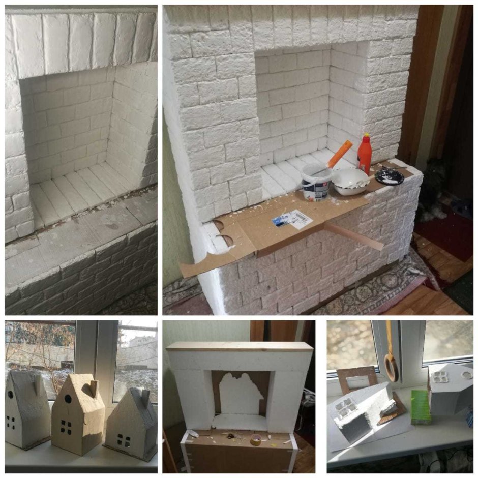 Камин из обувных коробок