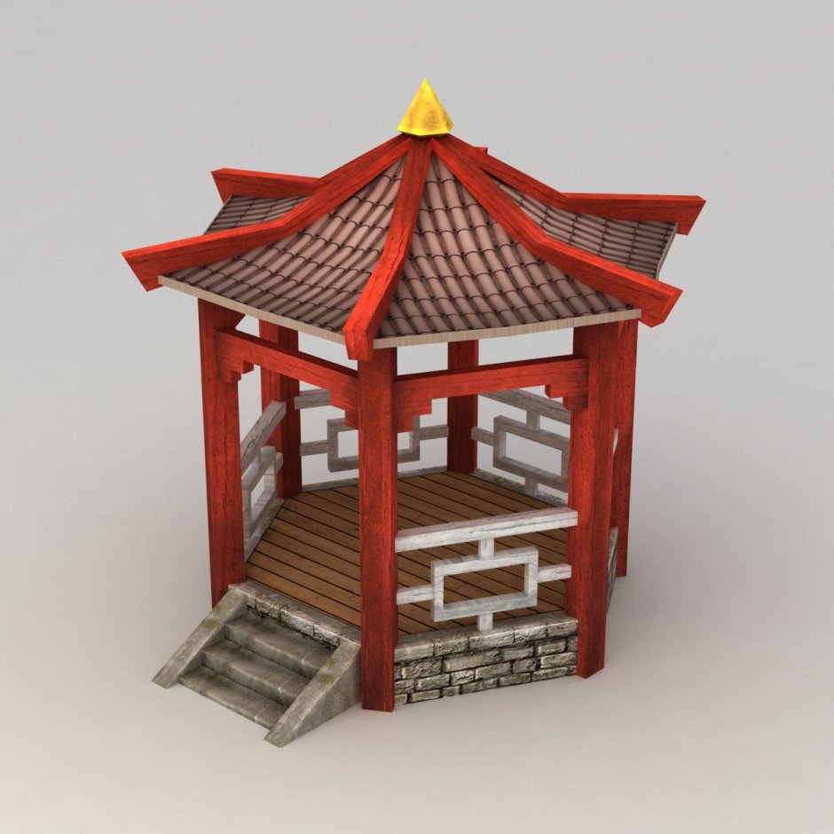 Беседка китайская 3d Max