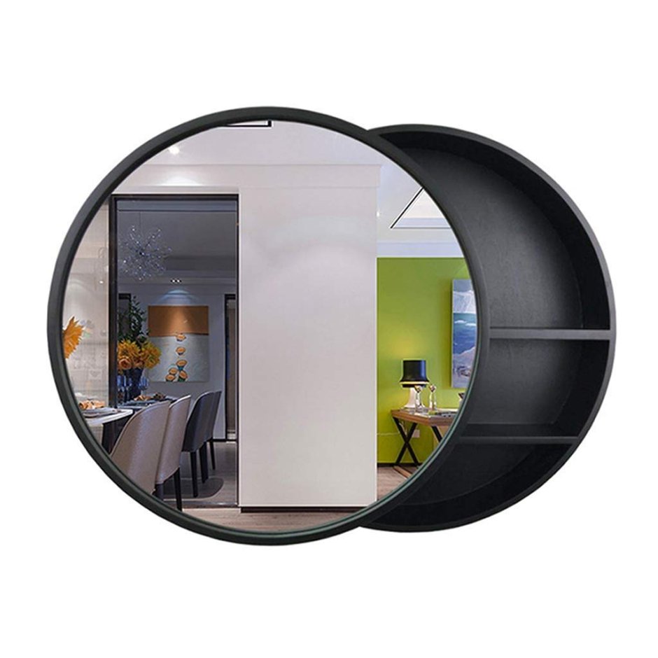 Large Round Bathroom Mirror with Storage