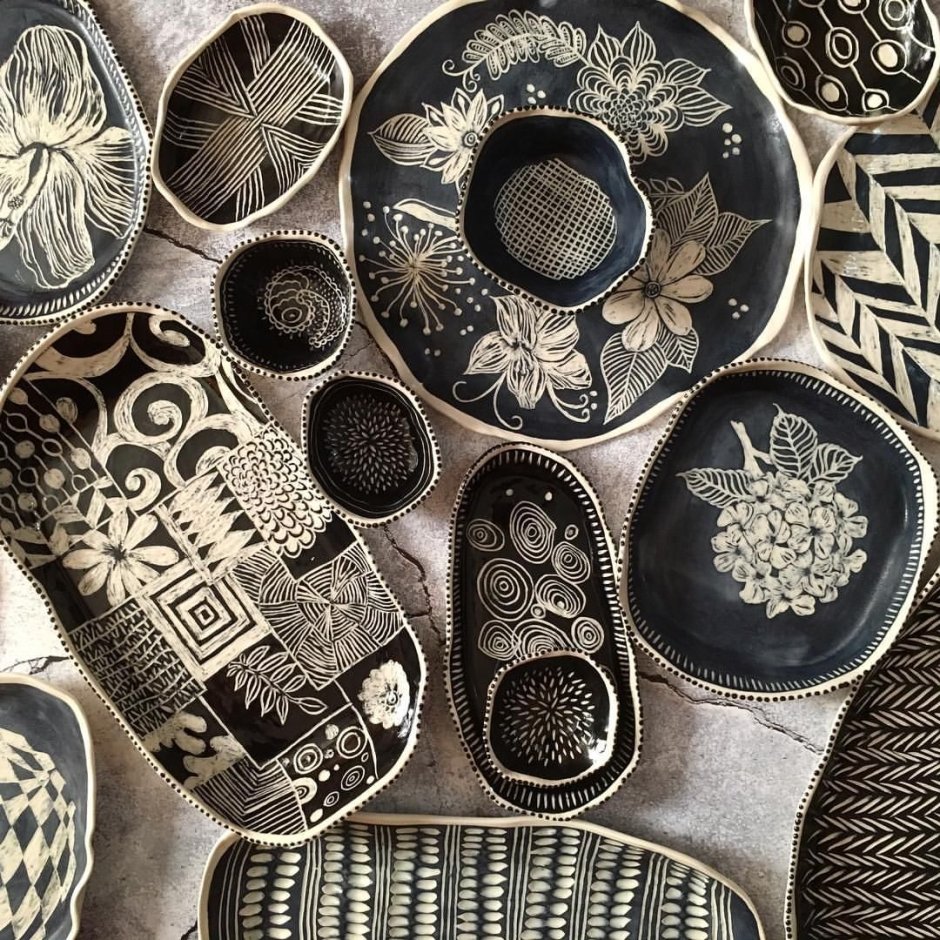 Carved Ceramic Plate