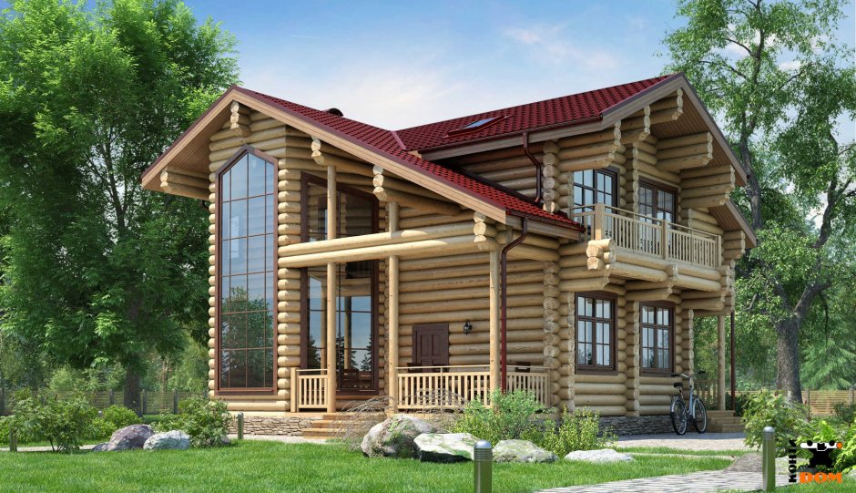 Дом из оцилиндрованного бревна 2 этажный