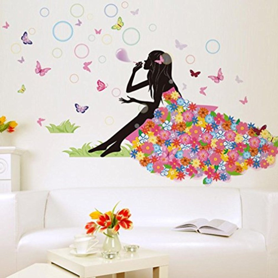 Девочка с бабочками украшение стен