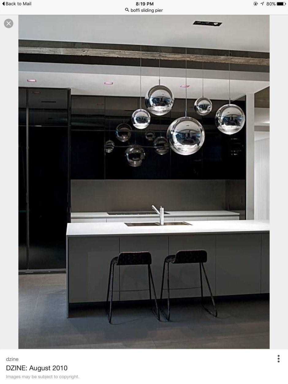 Светильники Tom Dixon в интерьере кухни