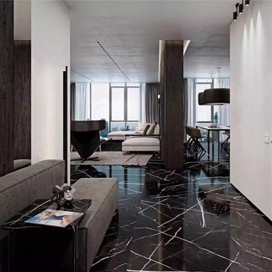 Nero Marquina мрамор в интерьере