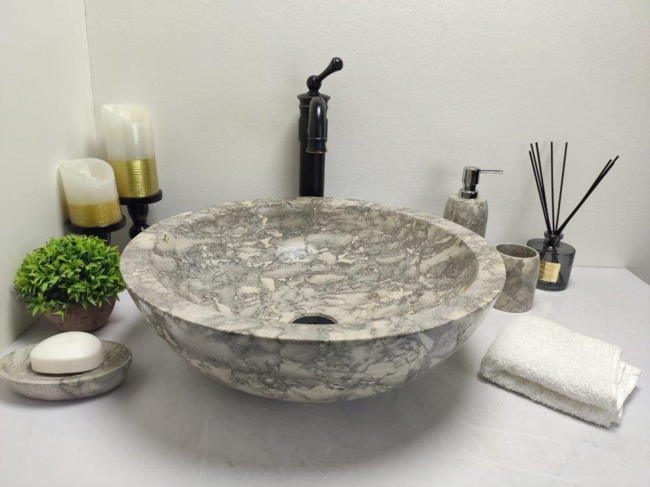 Раковина 45 см natural Stone Bowl Doreng