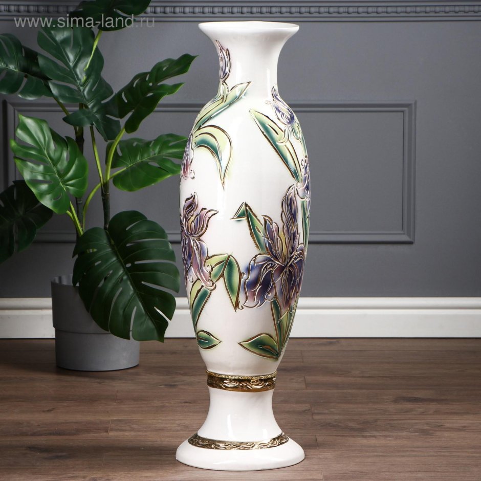 Ваза Nirma Vase 40 cm бел керамика