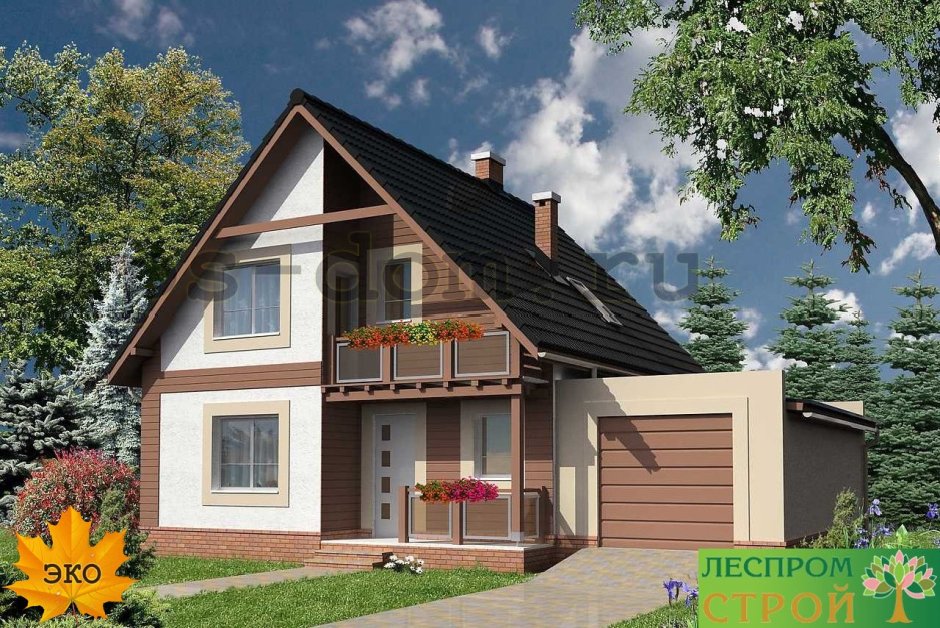 Дом с мансардой и балконом 120кв