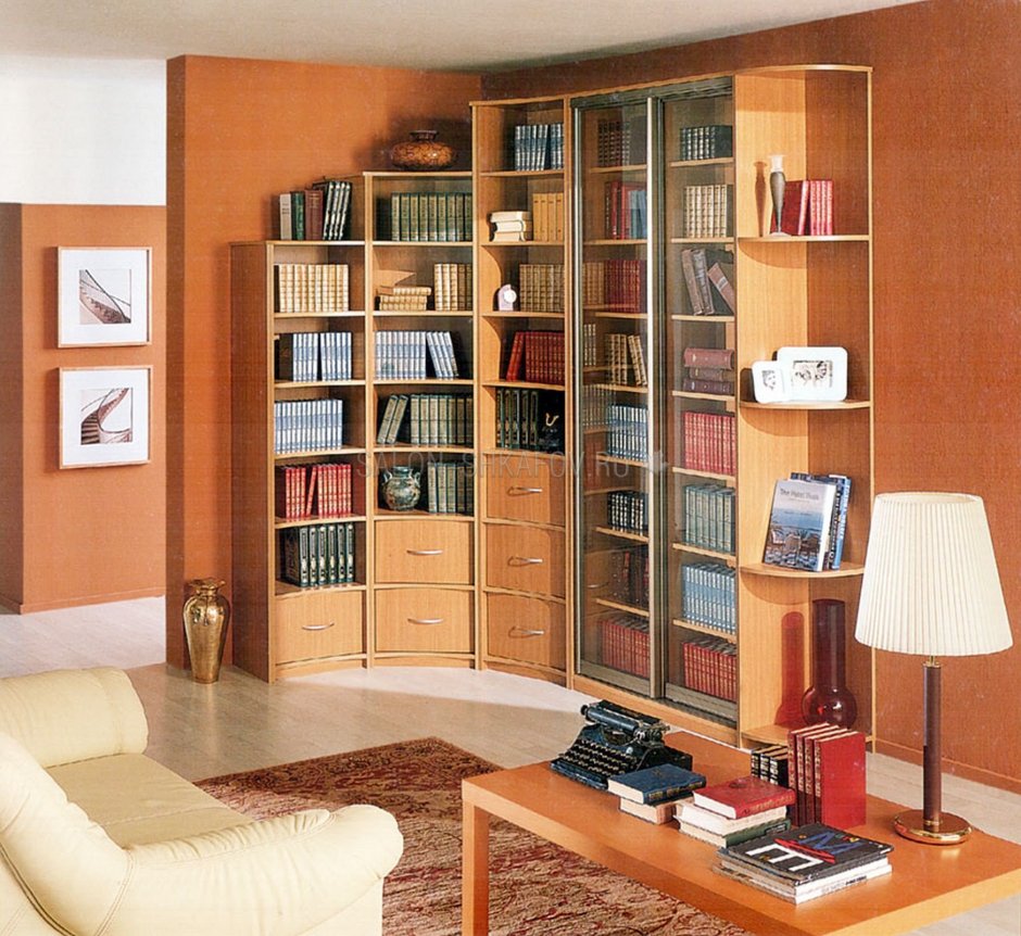 Угловой книжный шкаф