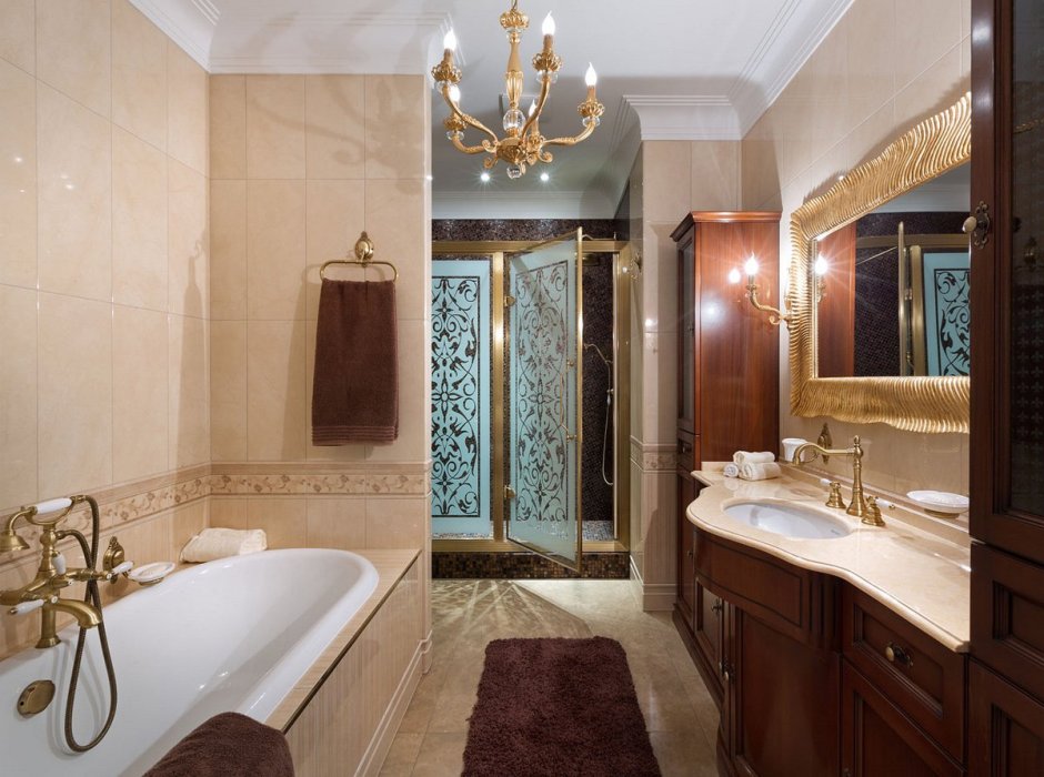 Ванная в классическом стиле в квартире