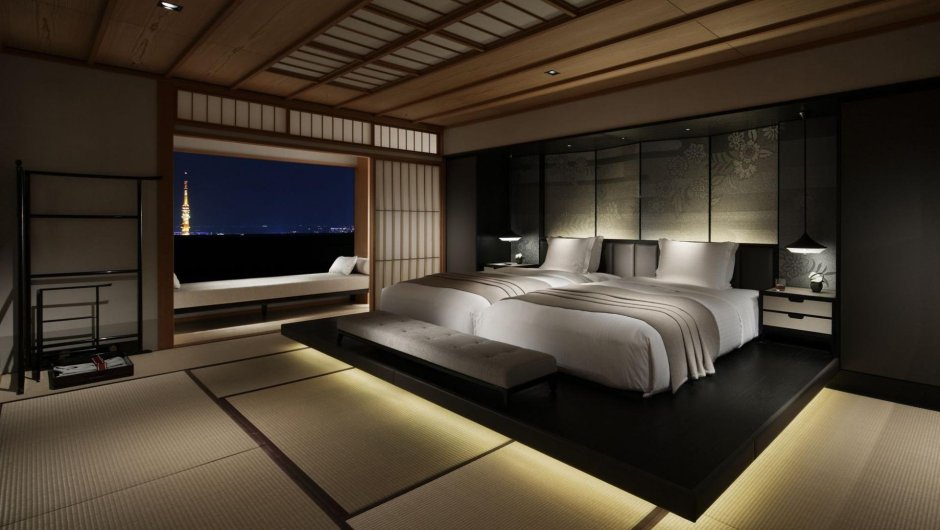 Роскошная спальня в японском стиле