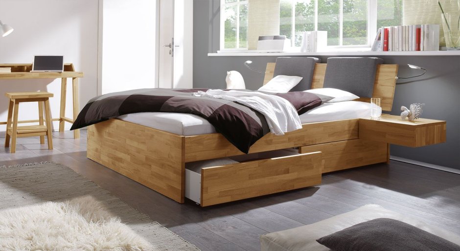 Современные кровати с ящиками для вещей
