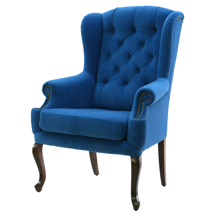Кресло английское синее
