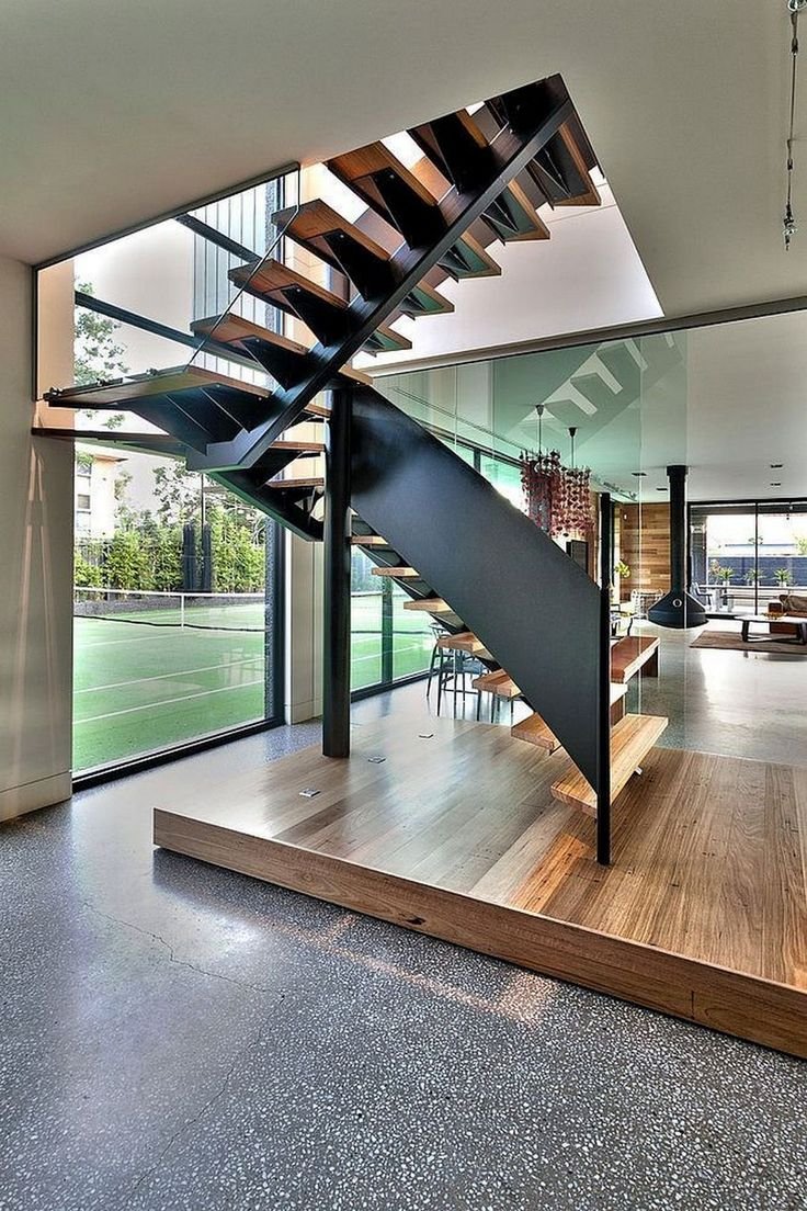 Современная лестница в частном доме (55 фото)