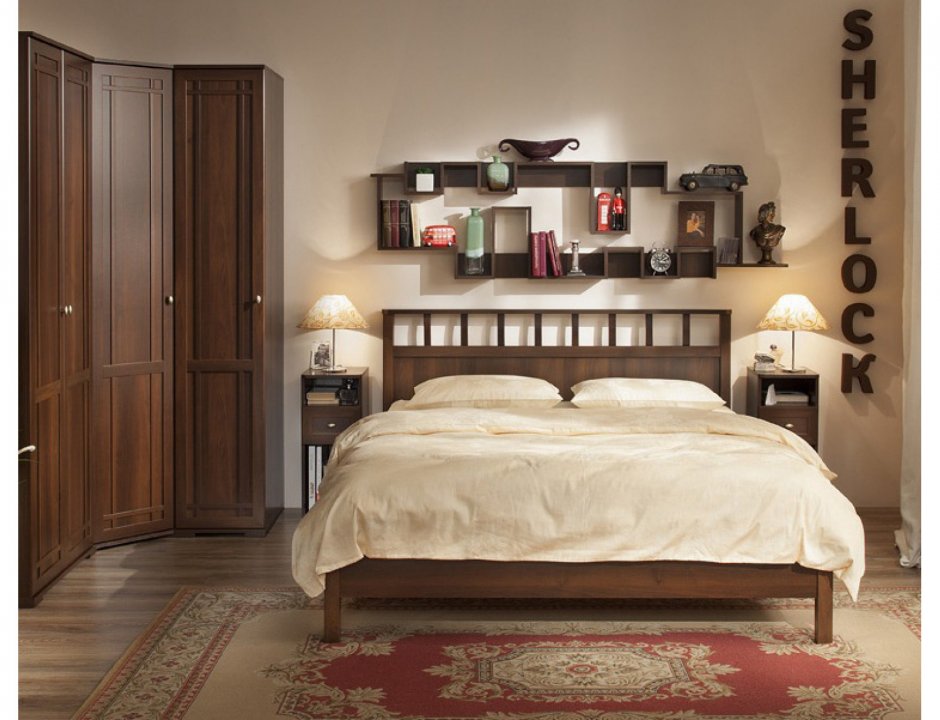 Дизайн спален с мебелью цвета Орех (68 фото)