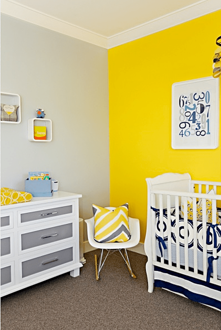 Желтые стены в детской комнате