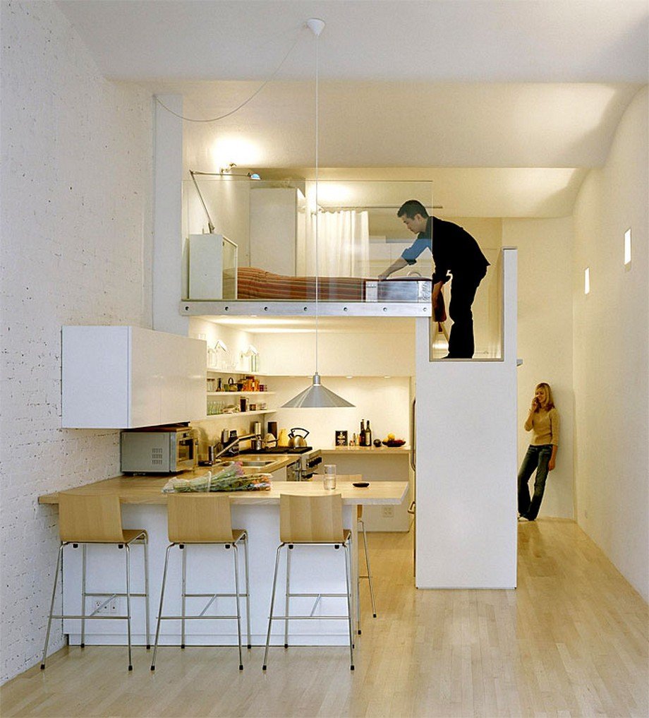Маленькая квартира студия с высокими потолками