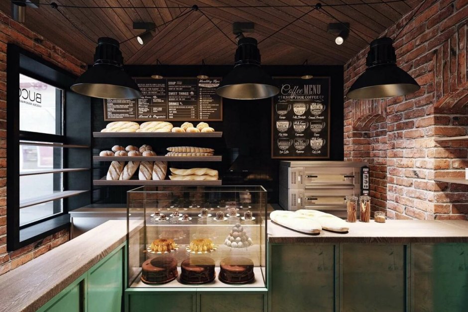 Кафе пекарня в стиле лофт