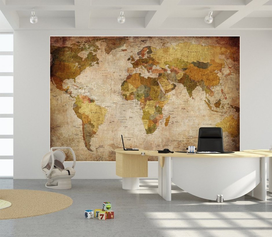 Фотообои карта мира на стену