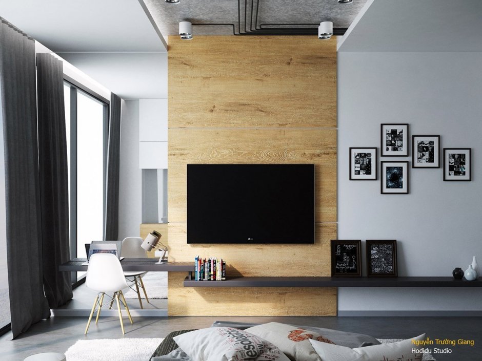 Настенные деревянные панели телевизор