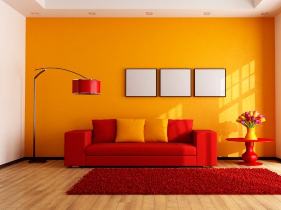 Желто оранжевый интерьер