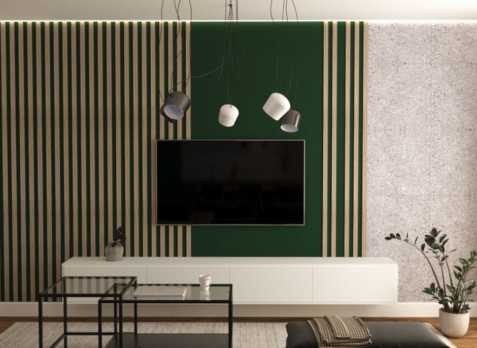 Стеновые панели зеленые в гостиную
