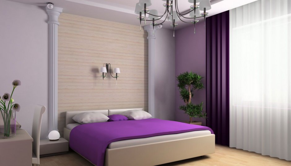 Спальня в лиловых оттенках
