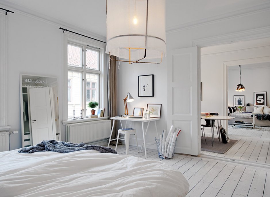 Белые спальни в шведском стиле