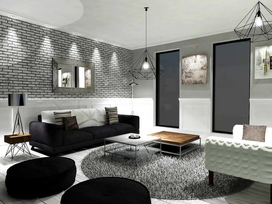 Интерьер квартиры в черно-белом стиле