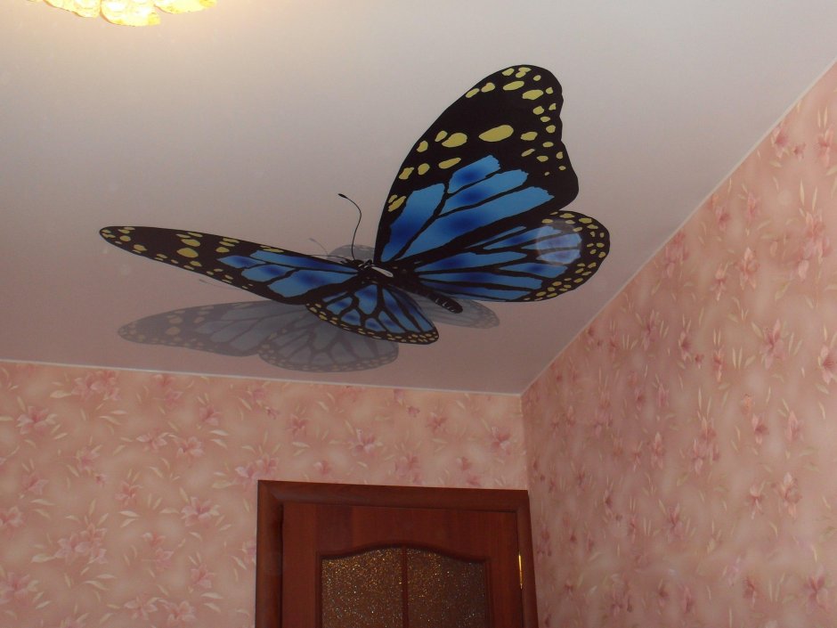 Натяжные потолки с перфорацией в виде бабочки