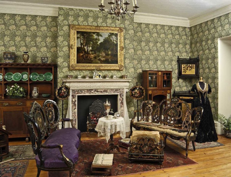 Спальня в Англии 19 века в викторианском стиле