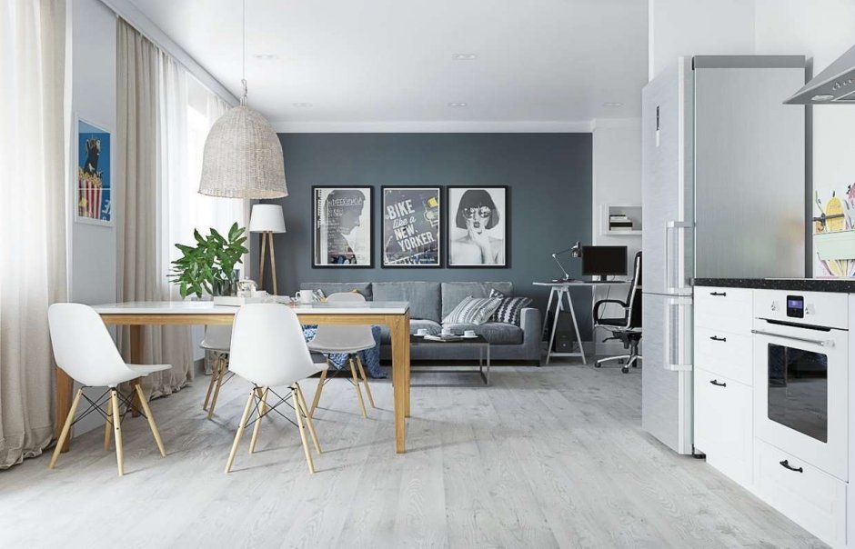 Интерьер трехкомнатной квартиры в скандинавском стиле