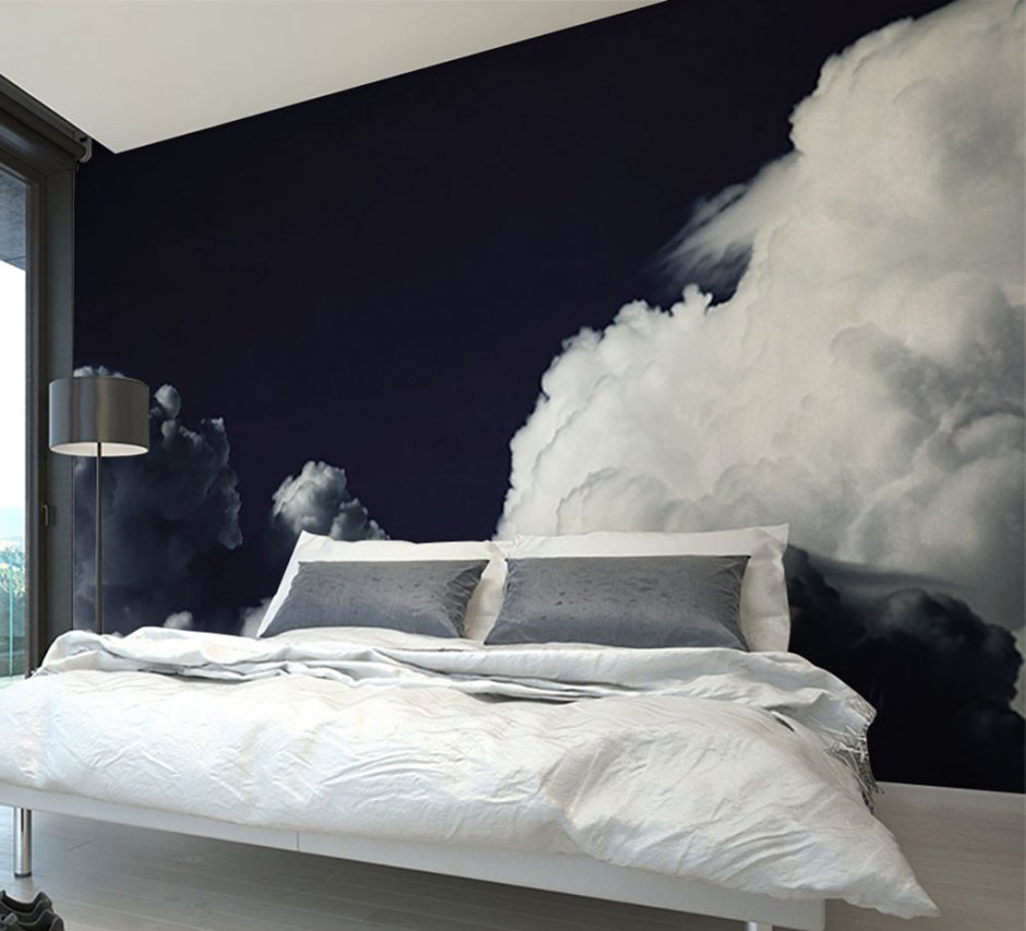 Фотообои облака в спальне